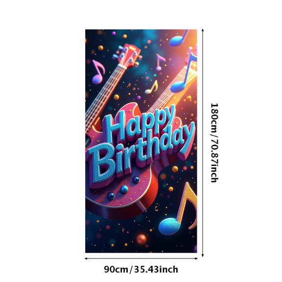 LUUFILx Music Themed Colorful Splash Happy Birthday Banner Background Party Supplies Photography Props Birthday Decoration Backdrop Decorations
