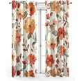 thumbnail image 2 of Watercolor Floral Curtains,Orange Flower Blackout Curtains for Bedroom Living Room Decor,Farmhouse Window Curtains Grommet Darkening Drapes 2 Panels-52"W x 72"L (Pack of 2), 2 of 7