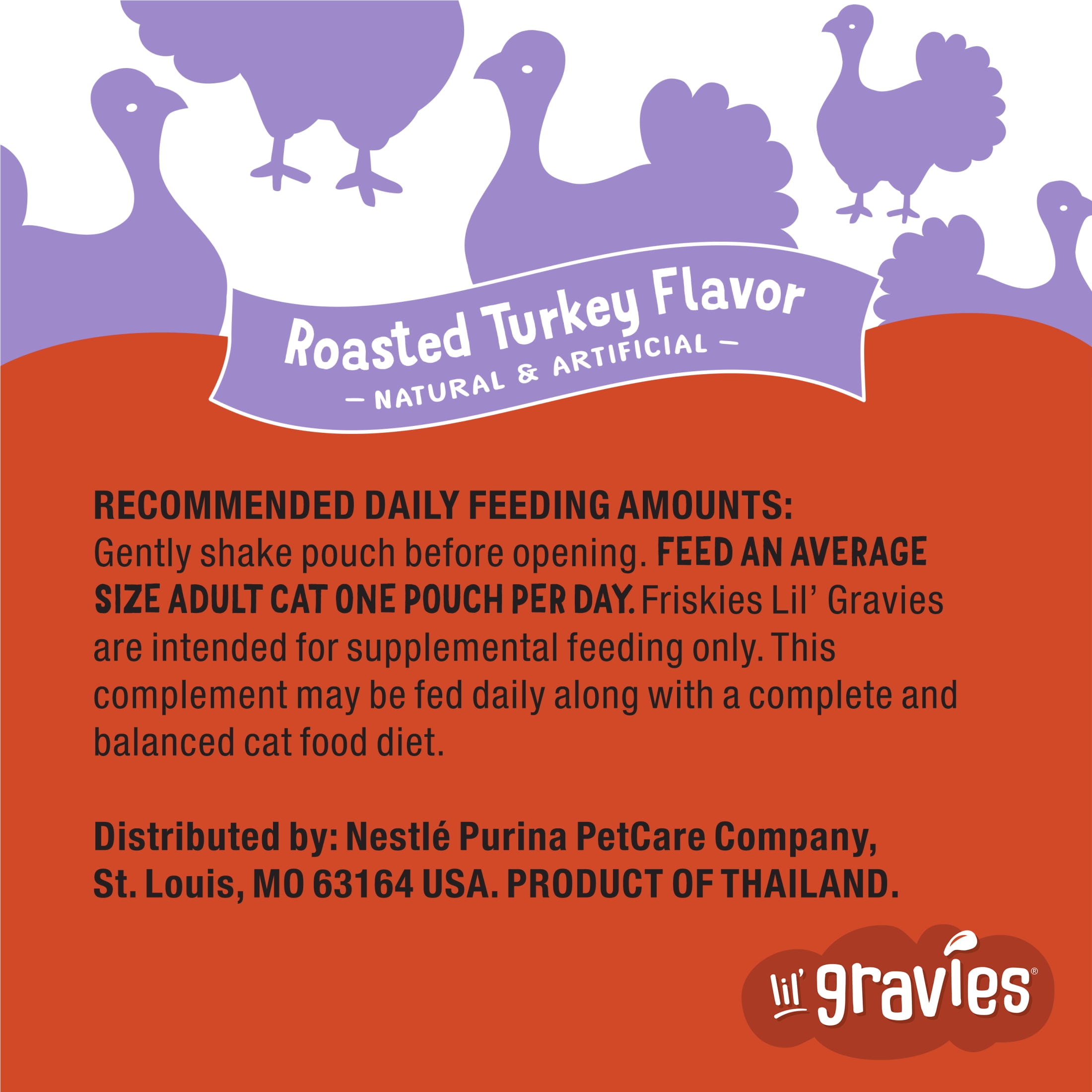 Purina Friskies Lil Gravies, Roasted Turkey Flavor Gravy, Wet Cat Food, 1.55 oz. Pouch