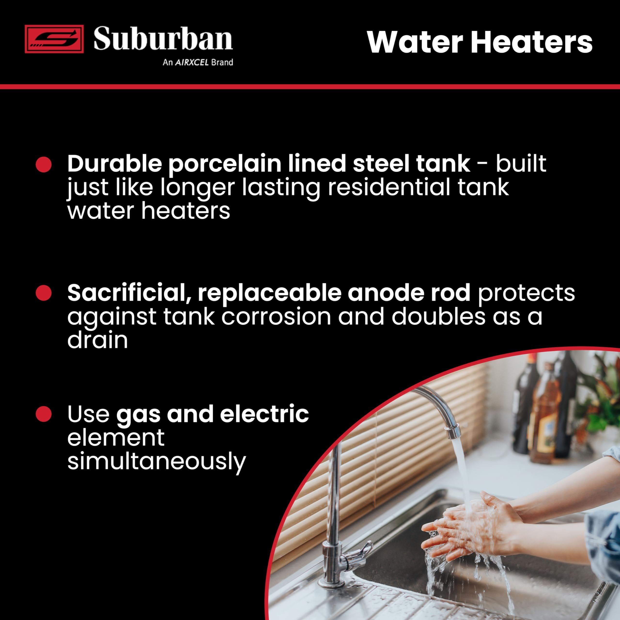 Suburban 5243A Multicolor, Porcelain Lined Steel, Water Heater, 46 lbs, for RV Water System