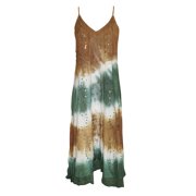 Mogul Women's Maxi Dress Tie-Dye Embroidered Sequin Work Long Dresses