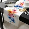 thumbnail image 3 of Colorful Flowers Cotton Linen Table Runner 13 x 90 inch Modern Abstract Art Oil Painting Floral Non-slip Rectangular Dining Table Decor for Wedding Party Holiday Dinner, 3 of 8