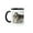 Black/White, variant on 3drose, Gray Wolf or Timber Wolf, Pack Behavior. Winter, Captive. Montana., 11oz Two-tone Green Mug