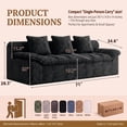 thumbnail image 2 of LUCKHAO 71" Corduroy Frameless Foam Sofa, No Assembly 3-Seat Couch for Small Spaces with 3 Pillows, Antique Black, 2 of 9
