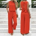 thumbnail image 5 of UVEASISHA Womens Summer Fashion Outfits 2 Piece Sleeveless Cut Out Back Tank Tops and Wide Leg Pants Matching Set Orange S, 5 of 9