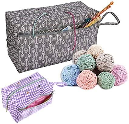 CHXIHome Yarn Storage Tote,Crochet Yarn Storage Bag Organizer with Divider for Crocheting & Knitting Supplies Portable Handmade Sewing Supplies Storage 