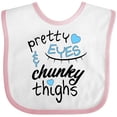 thumbnail image 3 of Inktastic Pretty Eyes and Chunky Thighs Blue Hearts Boys or Girls Baby Bib, 3 of 4