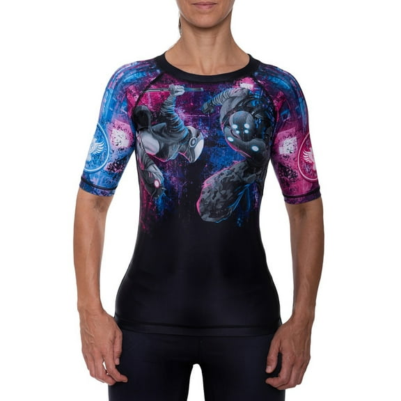 Raven Fightwear Women's Cyberpunk 2.0 Short Sleeve Rash Guard MMA BJJ Black