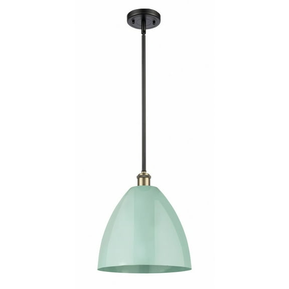 516-1S-BAB-MBD-12-SF-Innovations Lighting-Plymouth Dome - 1 Light Stem Hung Pendant In Industrial Style-12.75 Inches Tall and 12 Inches Wide-Black
