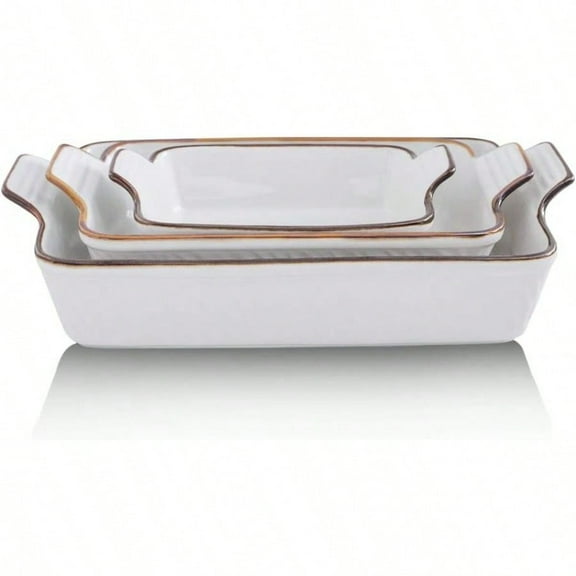 Bakeware Set Ceramic Baking Dish Set Rectangular Casserole Dish Set Lasagna Pans for Cooking Cake Dinner Kitchen  Inches Texture Series