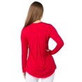 thumbnail image 3 of Women's Long Sleeve Choker Neck Keyhole Wrap Top, Red, S, 3 of 5