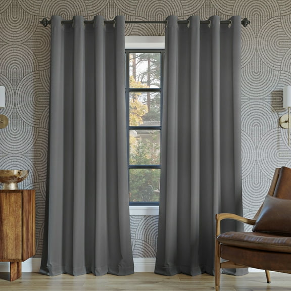 Sun Zero Oslo Extreme 100% Blackout Grommet Curtain Panel, 52"X63", Gray, 1-Piece Single Panel