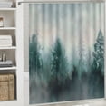 thumbnail image 6 of JEUXUS Bathroom Shower Curtain Set with Hooks Misty Woods Tree Foggy Mountain Nature Smokey Multiple Sizes White, 6 of 7