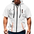 thumbnail image 2 of Short Sleeve Hoodies for Men Summer Fall Drawstring Loose Hooded Sweatshirt with Pockets Casual Zip Up Jacket Outerwear, 2 of 4