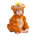thumbnail image 5 of Lopecy-Sta ​Baby Hoodie Onesie 6-24M: Cozy Plush Romper w/ Crown Hood & Back Face Detail, Front Zipper Winter Pajamas Set, 5 of 9