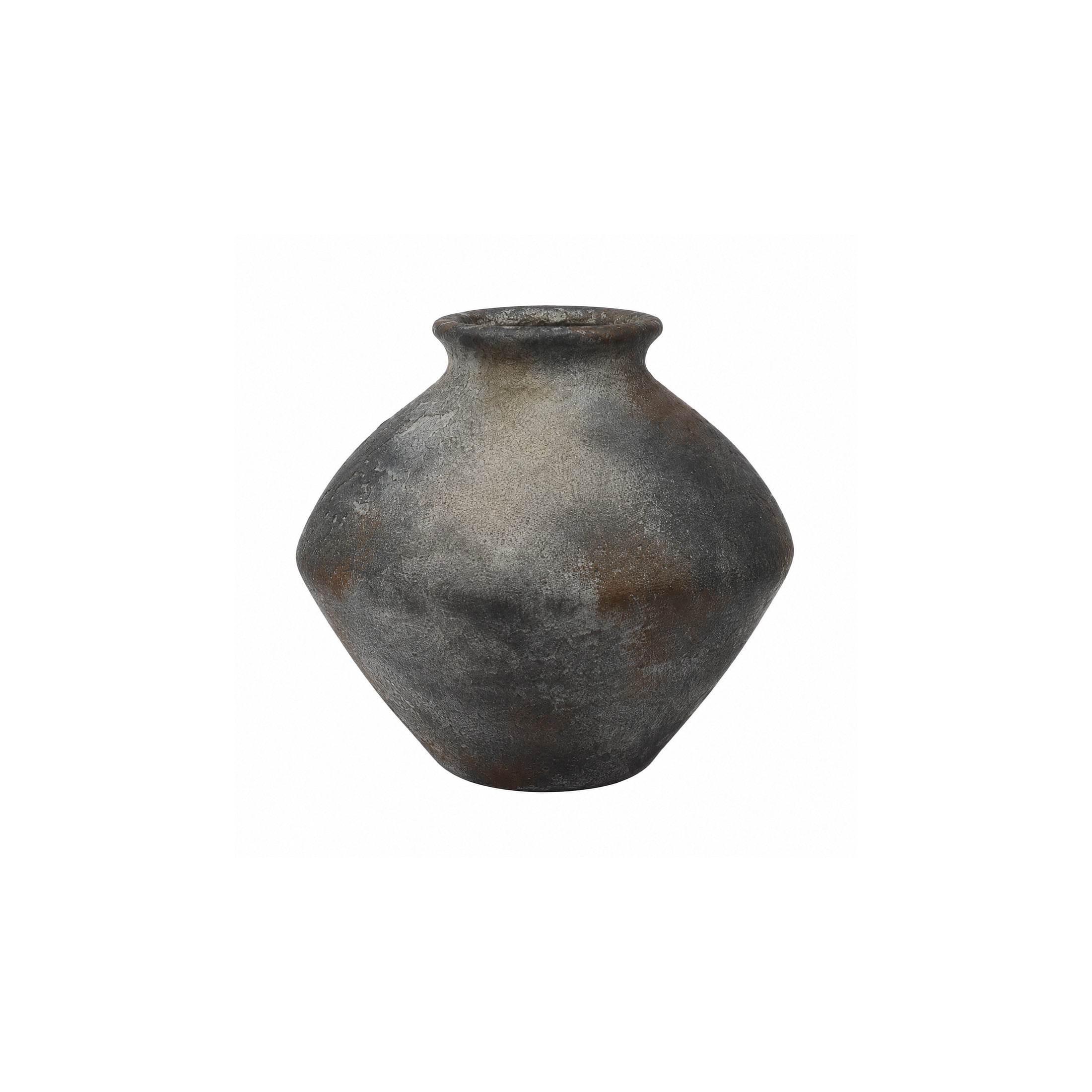 DecMode 7" Antique Style Textured Dark Gray Ceramic Vase