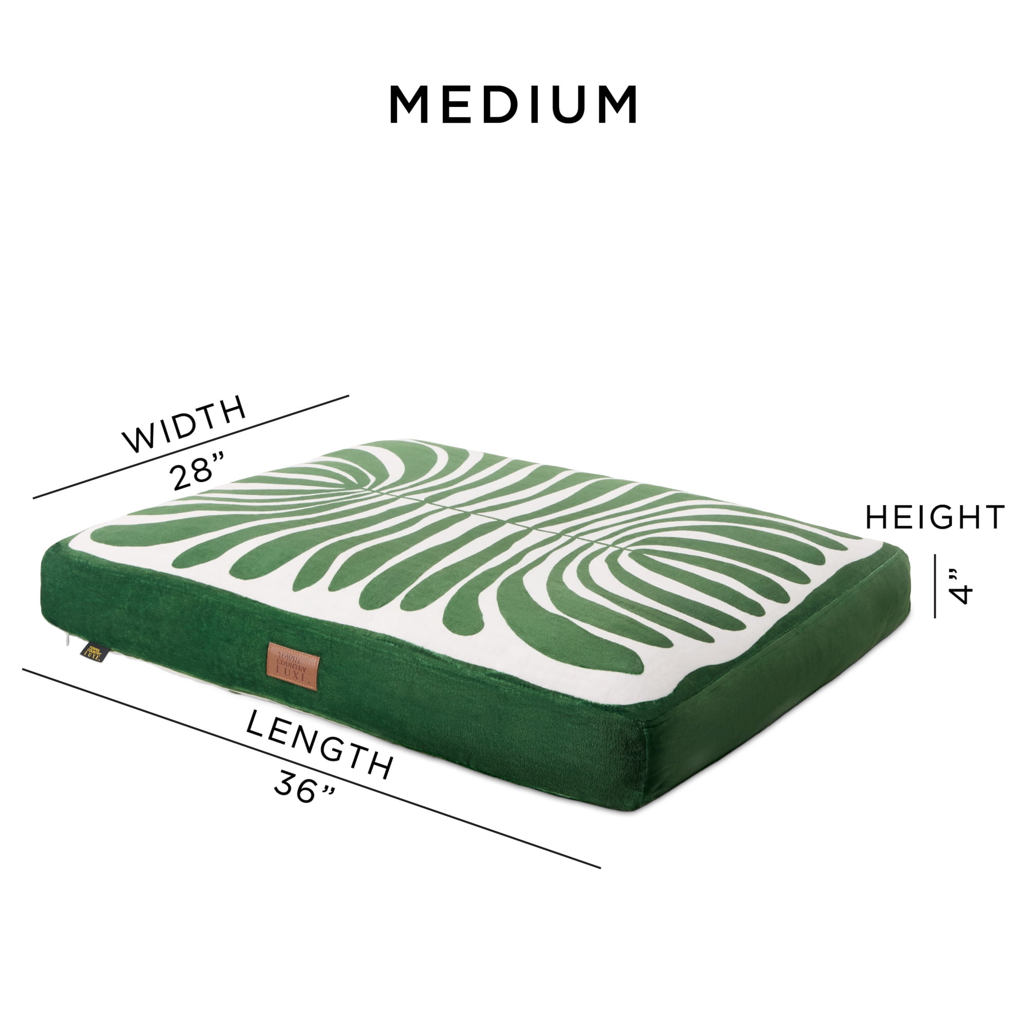 TOWN & COUNTRY LUXE CuddleTown Matisse Everwash® Pillow Pet Bed, Water Repellent Floor Pillow, Machine Washable Cover, Soft & Calming, Green, Medium 36"x28"x4"