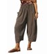 thumbnail image 1 of Pantalones Palazzo Harem Informales Holgados con Cordón para Mujer, para Verano, Playa, Viajes, Vacaciones, con Bolsillos. Café M, 1 of 6