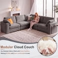 thumbnail image 3 of Holaki L-Shaped Modular Sectional Sofa with 2 Built-in Side Tables, 5-Seater Oversized Sectional Couches for Living Room, Modern Wide Seat Down-Filled Sofa with Storage Space, Dark Gray, 3 of 10