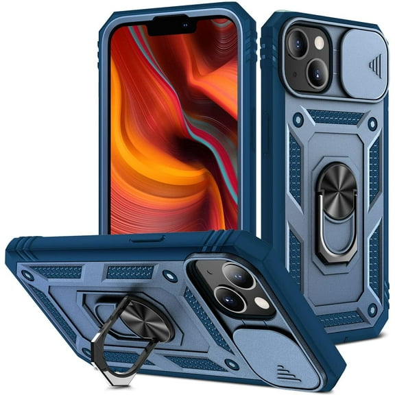 13 Mini Phone Case: Case for iPhone 13 Mini Phone Case for 13 Mini Case with Ring,with Camera Cover,Heavy Duty Protective Case 13 Mini Case Blue