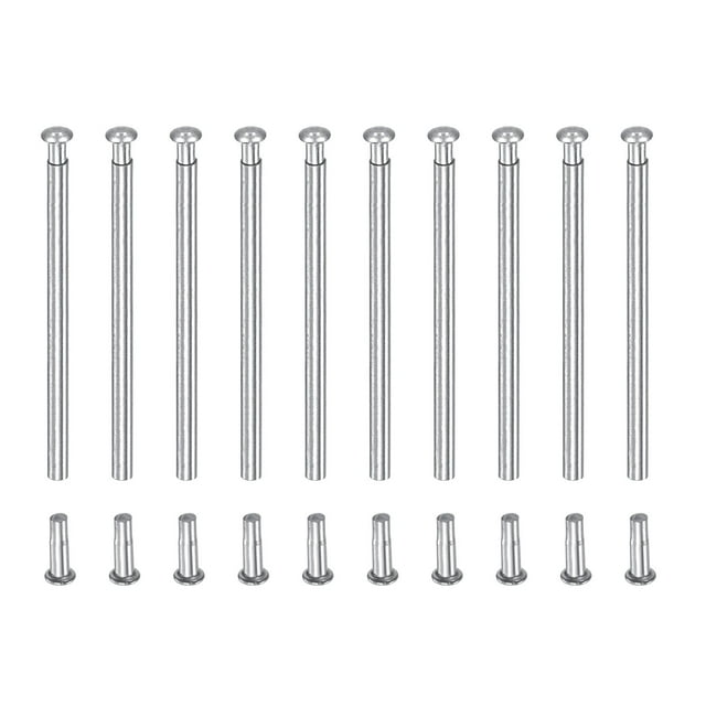 Unique Bargains 22x1.2mm Acier Inoxydable Tube Friction Broches Montre Bracelet Barres de Pression Broche w Rivet Extrémités Boucle Déployante Boucle 10Pack
