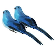 2pcs Artificial Foam Birds Figurines with Clips indoor and outdoor Landscape Blue
