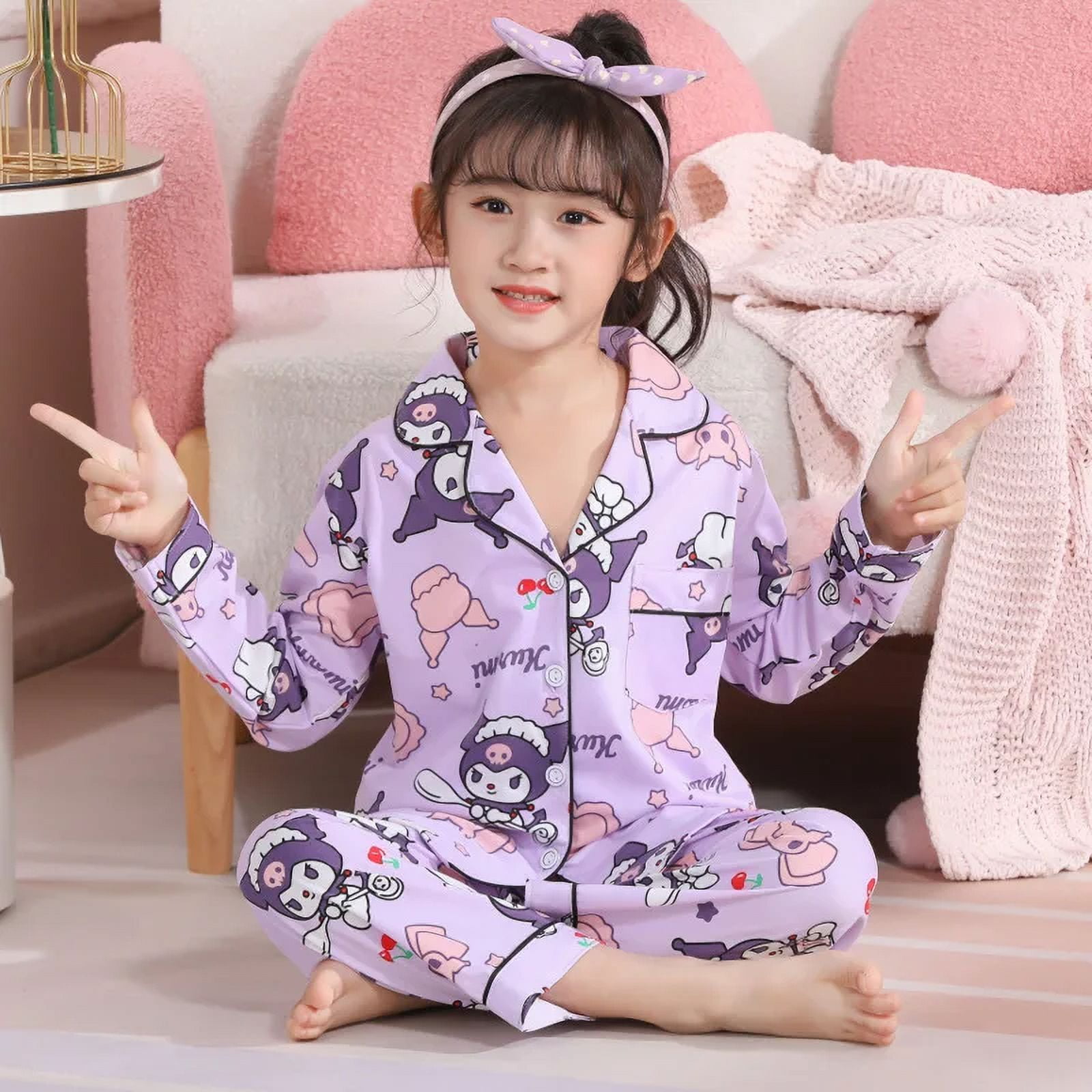 Spring Autumn Children Pajama Girl Sleepwear Miniso Kawaii