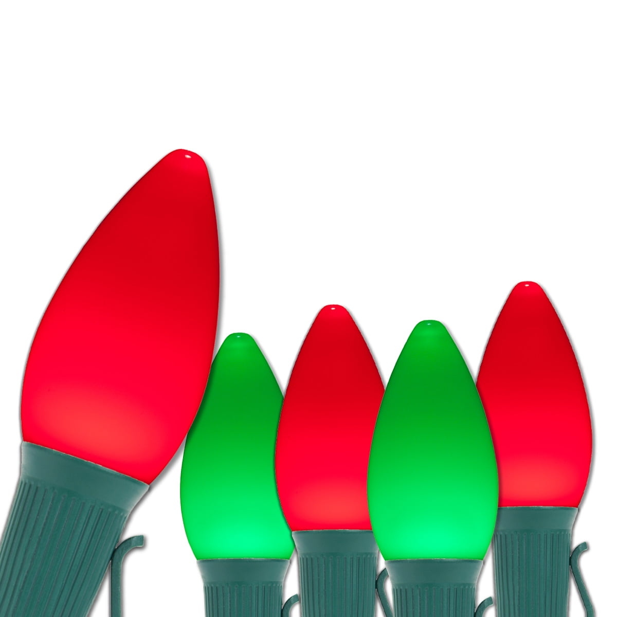 Opticore LED C7 Smooth CeramicStyle Red and Green Christmas Lights