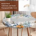 thumbnail image 4 of Blue Pumpkin Round Tablecloth, Fitted Table Cover with Elastic for 55"-60" Round Tables, Orange White Thanksgiving Autumn Eucalyptus Table Cloth Outdoor Indoor Dinning Party Waterproof Tablecloths, 4 of 7