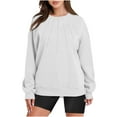 thumbnail image 2 of ADSSDQ Womens Tunic Tops Loose Fit Long Sleeve Pleated Shirts Crewneck Sweatshirts Pullover Tops White XL, 2 of 6