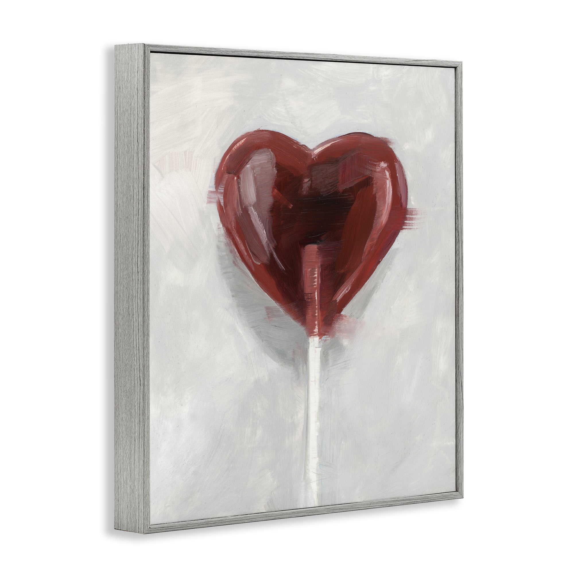 Stupell Industries Heart Shaped Lollipop Gray Framed Giclee Art, design by Ethan Harper