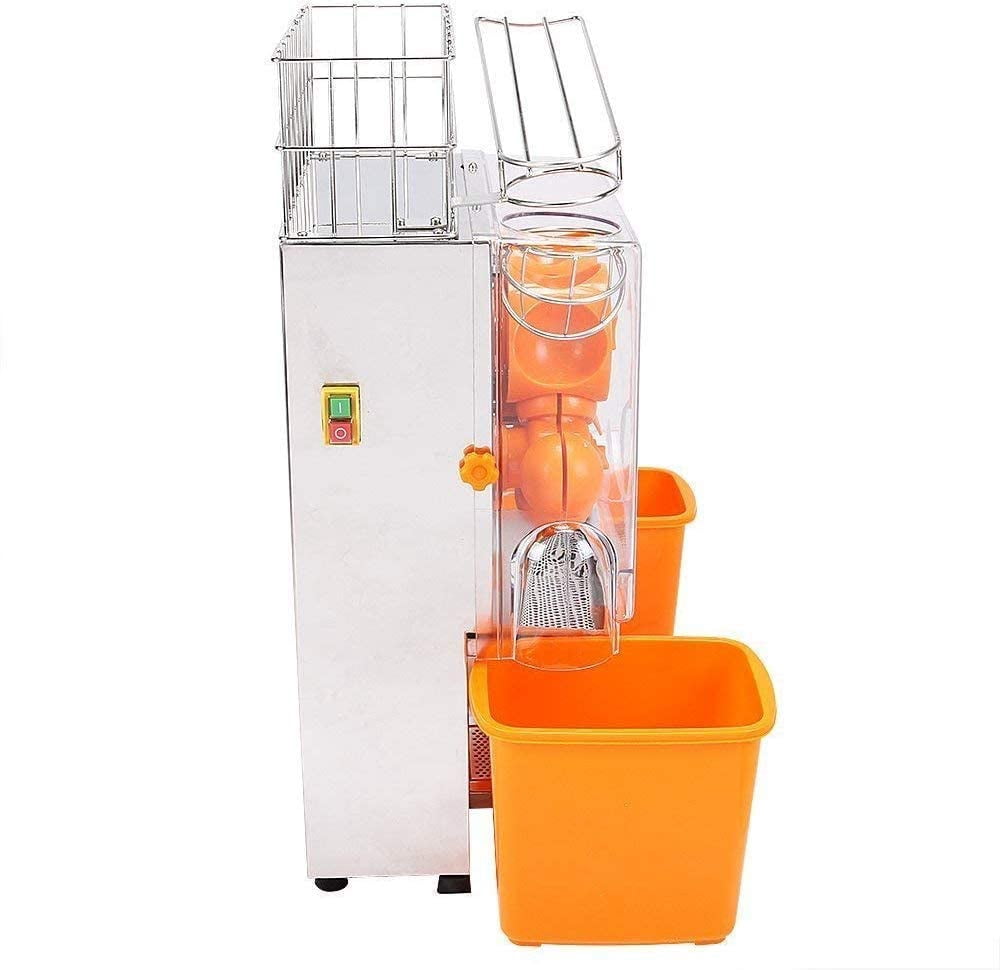 PreAsion 110V Commercial Orange Juice Machine Electric Orange Press Juicer Citrus Juice Squeezer with Plastic Basket with Scraper for Home Commercial Use