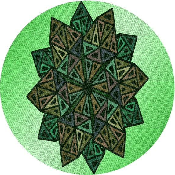 Ahgly Company Indoor Round Patterned Stoplight Go Green Area Rugs, 8' Round