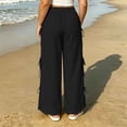 thumbnail image 5 of ThriftyPlait Womens Plus Size Baggy Pants Cotton Ruched Casual Flowy Pants Loose Fit High Rise Pants Drawstring Wide Leg Elastic Waist Trousers, 5 of 7