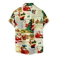 thumbnail image 5 of BLTIBY Christmas Shirt for Men Lapel Button Down Short Sleeve Hawaiian Shirts Xmas Santa Printed Casual Holiday Beach Shirts Tops Khaki M, 5 of 5