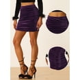 thumbnail image 2 of Falda de Terciopelo para Fiestas de Mujer Bodycon Mini Faldas Fruncidas Púrpura XS, 2 of 5