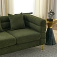 thumbnail image 5 of Oversized 2 Seater Sectional Sofa with 2 Lumbar Pillows, Modern Fabric Upholstered Loveseat Sofa with Thick Removable Seat Cushion, Living Room Comfort Sectional Sofa with Golden Metal Feet, Green, 5 of 7