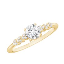 Rosec Jewels Lab Grown Diamond Engagement Ring with Side Stones - 5 mm - Half Carat - EF-VS Grade, 10K Yellow Gold, US 5.50