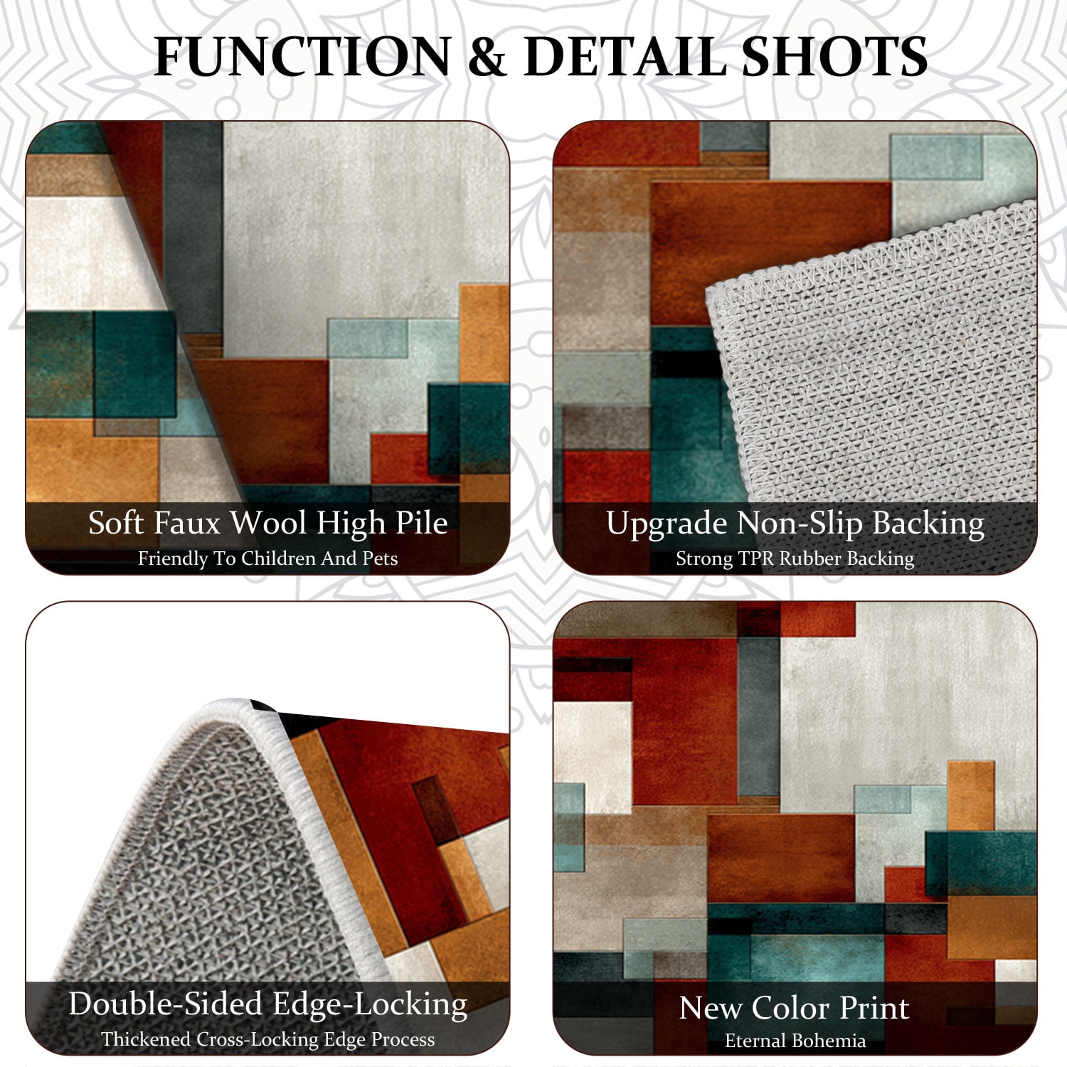 3 Piece Kitchen Rug Set, Abstract Pattern Kitchen Hallway Rug, Soft And Comfortable, Suitable For Sinks, Floors, Entrances, Hallways And Bathrooms