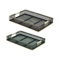 thumbnail image 5 of Set of Two Black Rectangular Solid Wood Serving Tray With Handles, 5 of 5