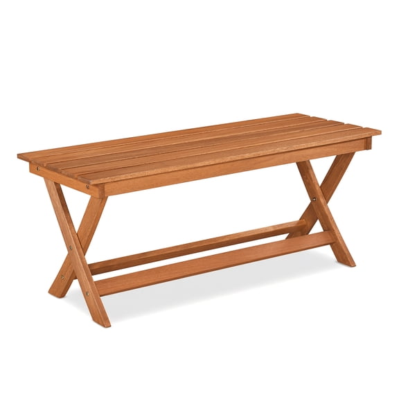Costway 1 PCS Outdoor Bench, Patio Dining Bench with Slatted Seat,2-Person Backless Garden Bench
