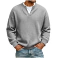 thumbnail image 2 of Zedker Sweatshirts for Men No Hood V Neck Long Sleeve Casual Thermal Ribbed Golf Shirts Fashion Big and Tall Pullover Tops Gray XXL, 2 of 5