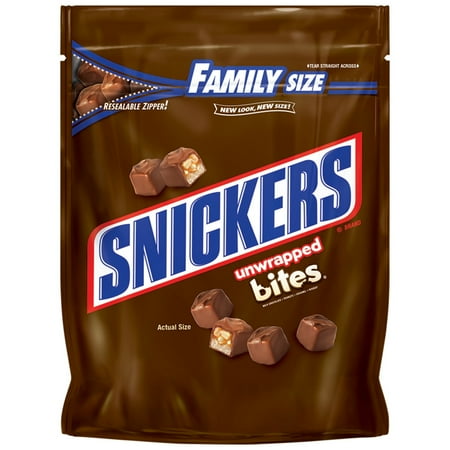 SNICKERS Bites Size Chocolate Bars Candy Family Size Pouch, 14.8 oz