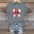 thumbnail image 2 of FRSASU Valentine's Day Heart T-Shirt for Women - Pink Bow Print Casual Short Sleeve Top, Loose Fit Round Neck Tunic Blouse Gray, 2 of 6