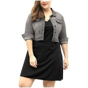 MODA NOVA Juniors Plus Size Jean Button Outfits Fashion Cropped Denim Jackets