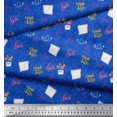 thumbnail image 2 of Soimoi Blue Modal Satin Fabric Heart & Love Text Printed Fabric 1 Yard 42 Inch Wide, 2 of 5