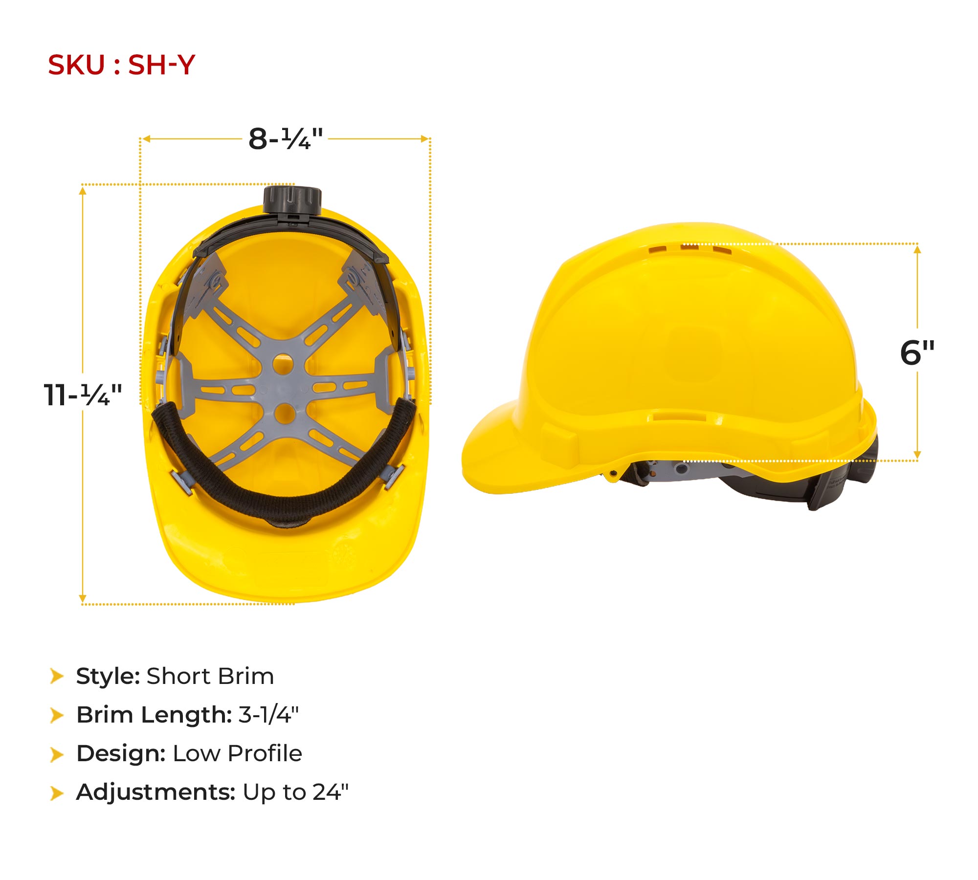 10 Pack Yellow Hard Hat for Men – Adjustable Type 1 ABS Plastic Safety Helmet, Lightweight Head Protection for Construction, Electrical, and Industrial Work