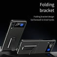 thumbnail image 2 of Nalacover Folding Case for Samsung Galaxy Z Flip 3, Carbon Fiber Rugged PC Anti-Scratches Lens Protection Cover with Hidden Bracket Screen Protection Wireless Charging Case,Cyanblue, 2 of 7