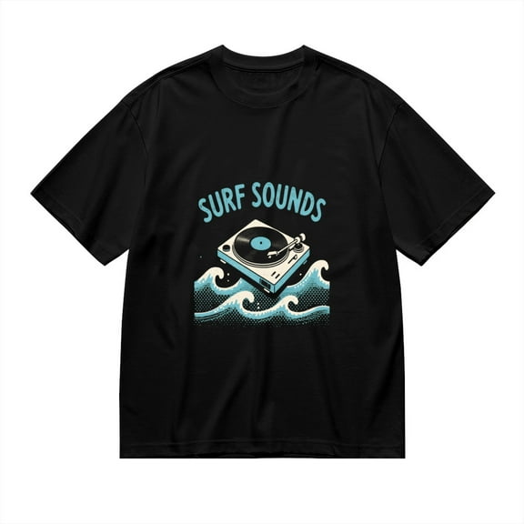 Surf Sounds, Vinyl Player Print, T Shirt for Men, Vintage Graphic Tees Men, 23807099,S