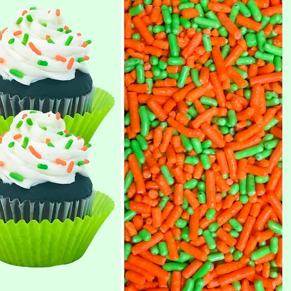 Sprinkle Deco� Lime Green and Orange Cake Pop Cookie Cupcake Cakes Semi-Sweet Edible Confetti Decorations Sprinkles Desert Jimmies Toppers